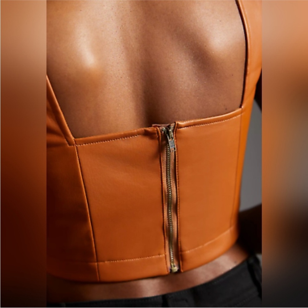 NEW Anthropologie | Maeve Faux Leather Cropped Notch Tank Size 6 Boho - Picture 5 of 13